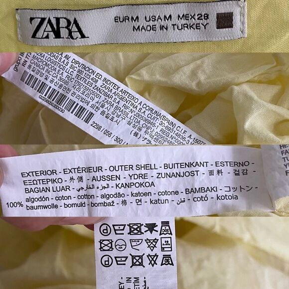 ZARA Cotton Sleeveless Tiered Midi Dress Yellow M - Picture 12 of 15